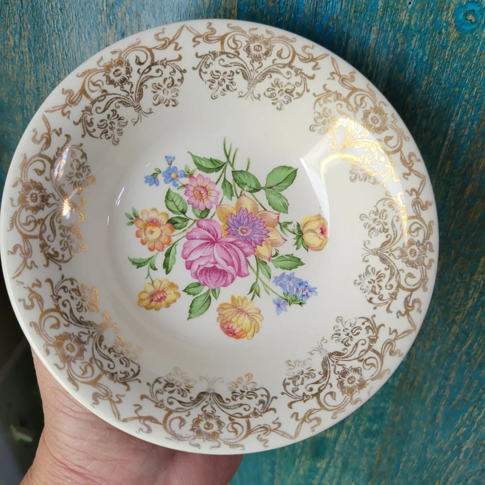 Vintage Dish ~ Knowles Rimmed Fruit/Dessert (Sauce) Bowl ~ Shabby Chic ~
